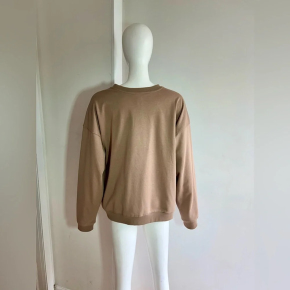 Fashion Nova Taupe Brown Cotton Blend Crew Neck Sweatshirt Size Large L - Picture 4 of 8